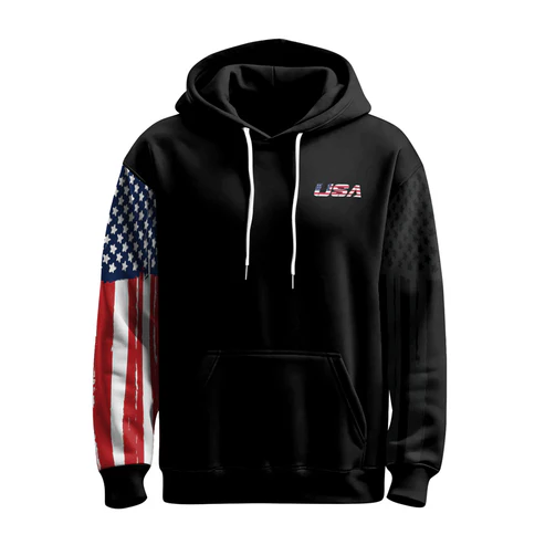 Minimalist Black USA Flag Sleeve 3D Apparel (Hoodie, Zipper & Sweatshirt)